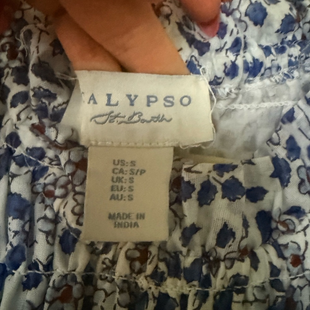 Calypso St. Barth Blue and White Patterned Maxi Dress - Picture 3 of 4